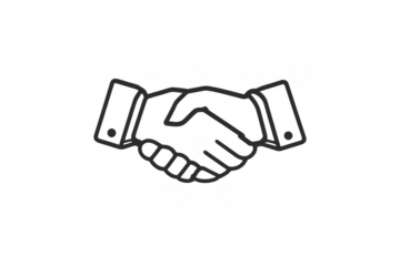 Handshake line icon representing business partnership, successful deal, and corporate agreement with a transparent background