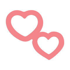 Two hearts flat icon on white background for web design and mobile app