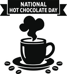 Celebrating National Hot Chocolate Day with a steaming Page Page cup of Page chocolate surrounded by coffee beans