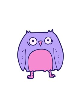 splitting effect animation of funny cartoon doodle owl