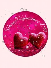 happy valentine day background,heart with bubbles,heart with drops,heart with drops of water