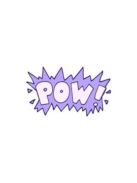 splitting effect animation of cartoon doodle of word pow
