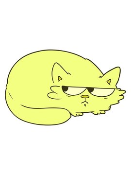 changing color animation of cartoon suspicious cat