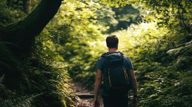 Hiking in the woods