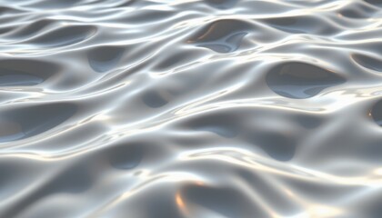 Soft Silver Water Waves with Light Reflection in a Calming Fluid Motion for Nature and Abstract Themes