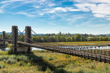 Old bridge over Durance river close to Mallemort, France