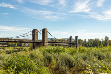 Old bridge over Durance river close to Mallemort, France