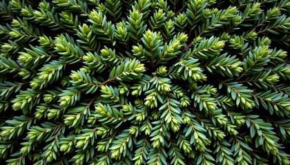 Lush Green Pine Needles Close-Up Capturing Nature's Intricate Patterns and Textures in a Vibrant Forest Setting