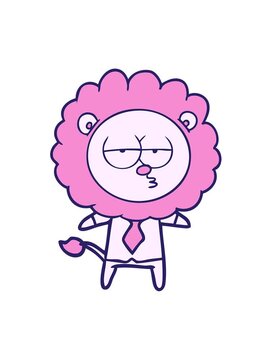 jiggle and pause animation of cartoon bored lion office worker