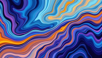 Abstract Colorful Swirls in Blue, Orange and Purple Tones Creating Fluid and Dynamic Background Patterns