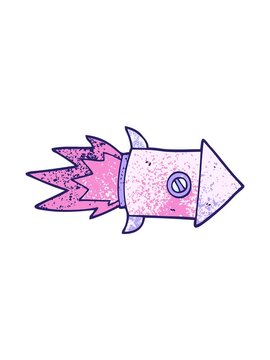 pixelize effect animation of a doodle of a space rocket