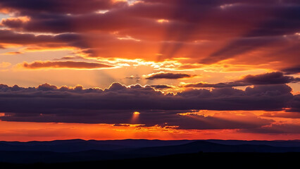Dramatic Sunset Clouds with Vibrant Orange, Pink and Purple Sky in Cinematic Evening Light