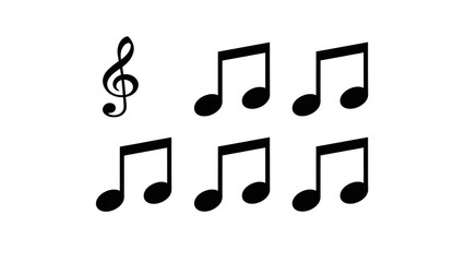Musical notes in treble clef on white background