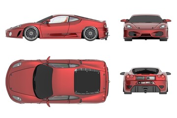 car isolated on white background, 3d illustration, cg render