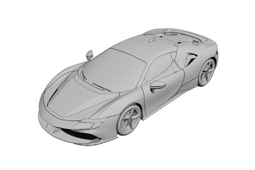 car isolated on white background, 3d illustration, cg render