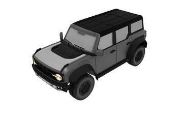 car isolated on white background, 3d illustration, cg render