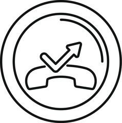 Missed call icon in line art style for telephone communication and notification