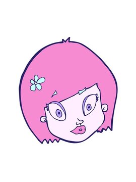 shaking motion animation of cartoon happy female face