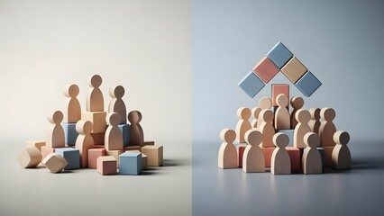 Conceptual representations of community building and collaborative problem-solving using wooden figures and blocks