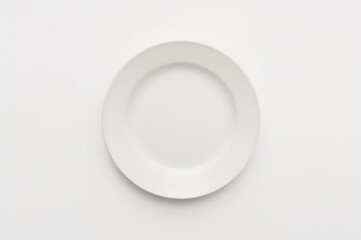 Professional Top-View Photo of Minimalist White Ceramic Plate on White Background