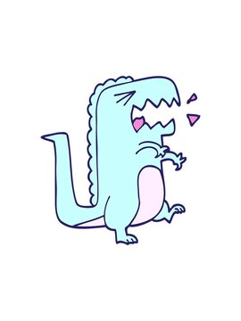 popping motion animation of cartoon doodle roaring t rex