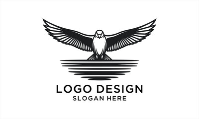 Obraz premium Majestic Eagle Soaring Above Water Logo Design.