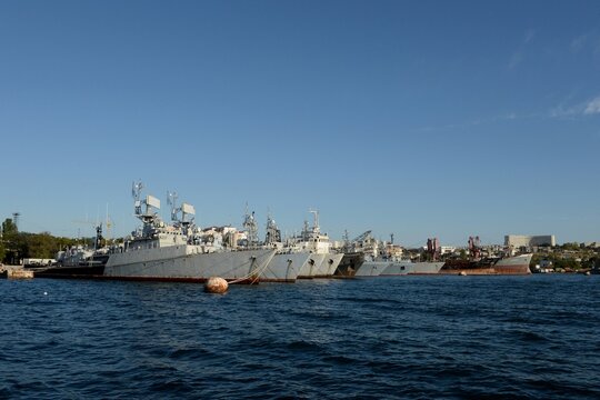 Sea vessels in the Streletskaya Bay of Sevastopol