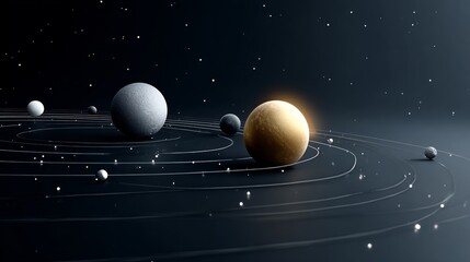 A close up of the planets in the solar system, with the sun in the middle. The planets are shown in different sizes and colors, with the sun being the largest and brightest