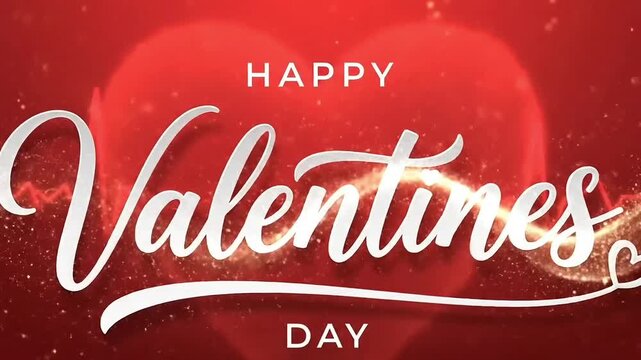 Valentine day red background with happy valentine day typography video motion animated footage for romantic greeting branding marketing and social media use