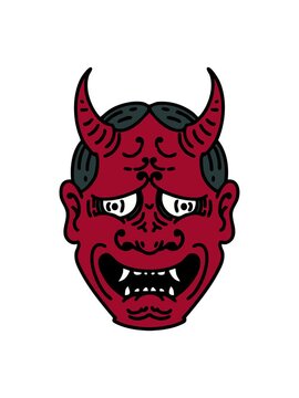 shine light effect animation of japanese theatre kabuki oni mask