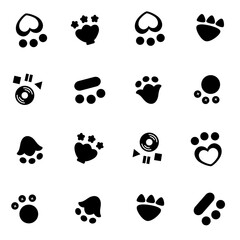 Assorted Black and White Paw Print Icon Collection seamless pattern vector illustration