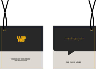 Apparel Garments accessories tag design vector illustration front and back views.
