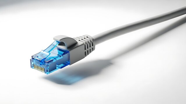 Close-up of an ethernet cable connector.