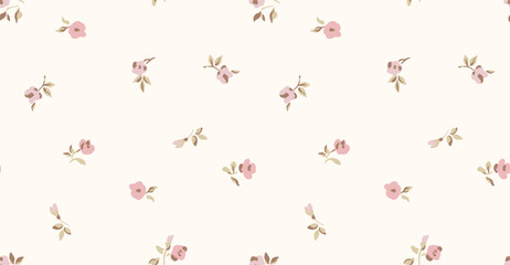 Delicate Pink Rosebud Floral Seamless Pattern background