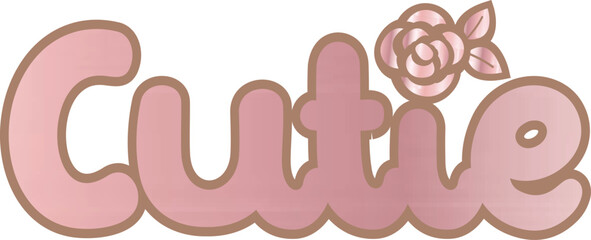 Cute Pink Lettering with Rose Accent vector illustration