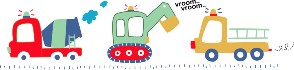 Playful Hand-Drawn Trucks for Kids vector illustration