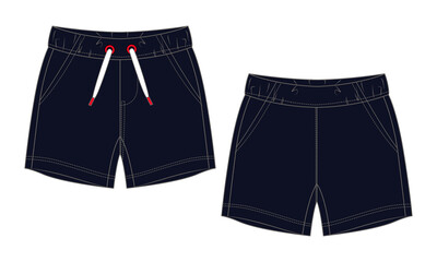 Sweat shorts pant vector illustration navy color template for baby boys
