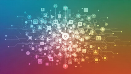 Fototapeta premium Digital Network Connection Social Media Icons.
