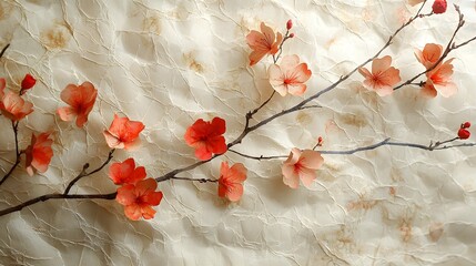 Blossom Branch: A delicate branch adorned with vibrant blossoms, set against an abstract backdrop, exuding a sense of tranquility and the beauty of nature.
