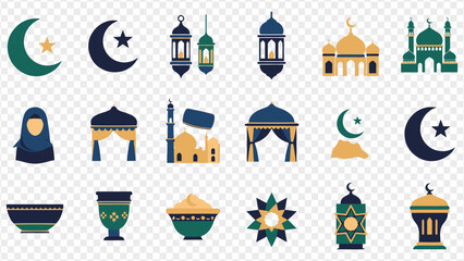Ramadan Kareem icons set