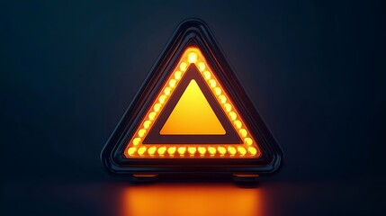 A triangular signal with a pulsating yellow warning light and hazard icon 
