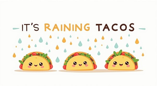 Tacos with faces and rain drops on them