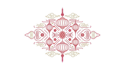 Intricate Red Lantern Mandala Design.
