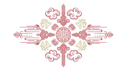 Traditional Chinese Ornate Red Emblem.