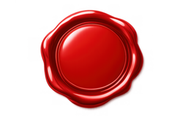 Red wax seal mark symbol blank for certificate official guarantee or confidential document on transparent background