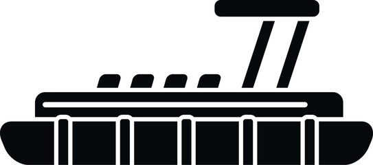 Pontoon boat icon on a white background, symbolizing water travel and recreation © anatolir