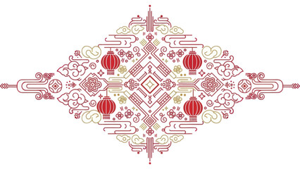 Vintage Red Chinese Lantern Design.