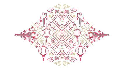 Chinese Lanterns Decorative Pattern Design 2.