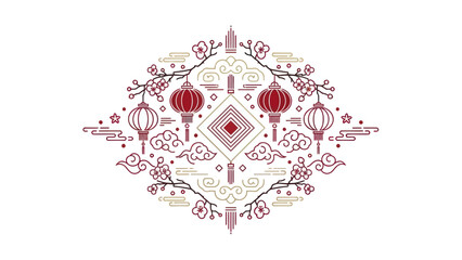 Chinese Lanterns Decorative Pattern Design.