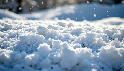 Sparkling Winter Snowscape: A Close-Up of Fresh, Untouched Snow with a Peaceful and Serene Holiday Atmosphere, Perfect for Christmas and Winter Designs
